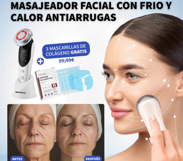 Masajeador Facial Antiarrugas – 50% OFF + 3 Mascarillas de Regalo